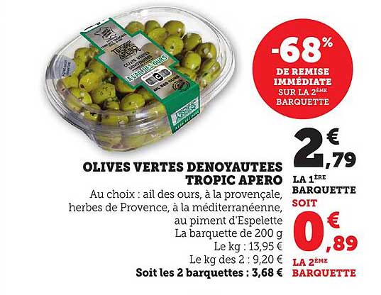 OLIVES VERTES DENAYUTEES TROPIC APERO