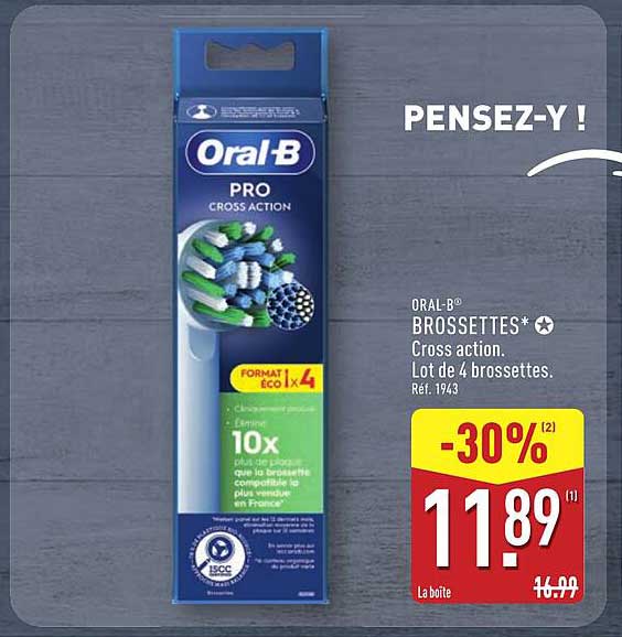 ORAL-B® BROSSETTES* ★ Cross action. Lot de 4 brossettes.