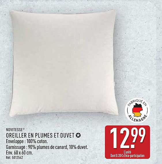 OREILLER EN PLUMES ET DUVET