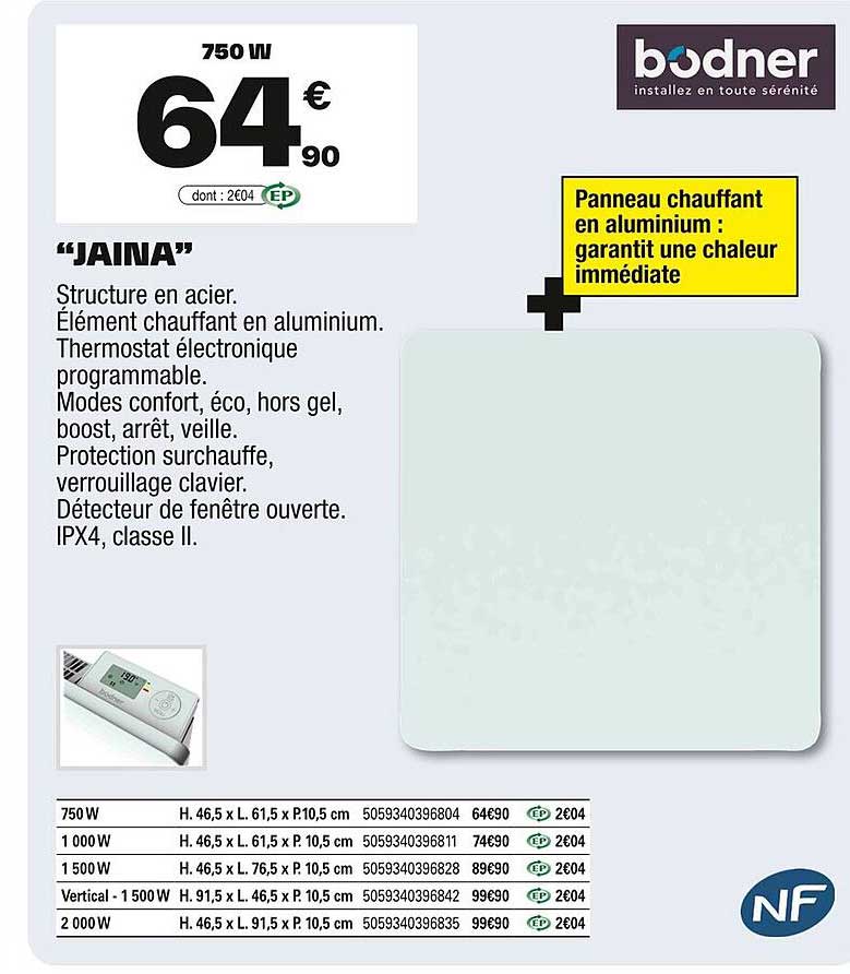 Panneau chauffant en aluminium JAINA