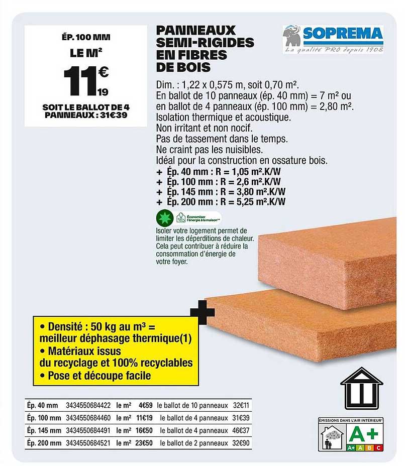 PANNEAUX SEMI-RIGIDES EN FIBRES DE BOIS