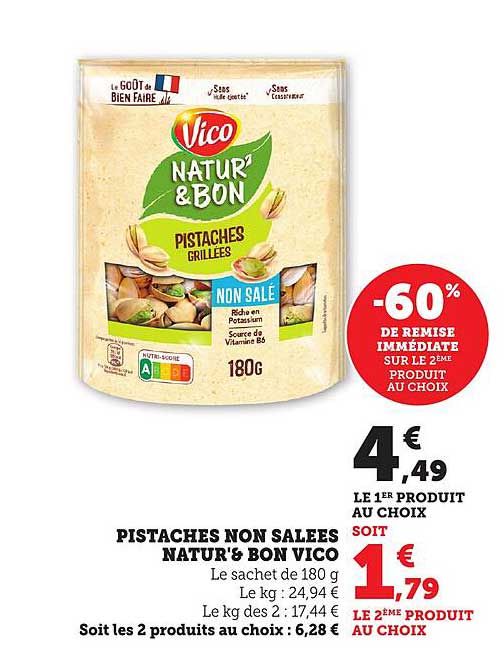 PISTACHES NON SALEES NATUR'S BON VICO