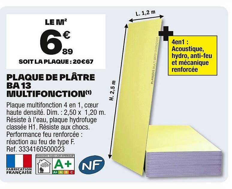 PLAQUE DE PLÂTRE BA 13 MULTIFONCTION