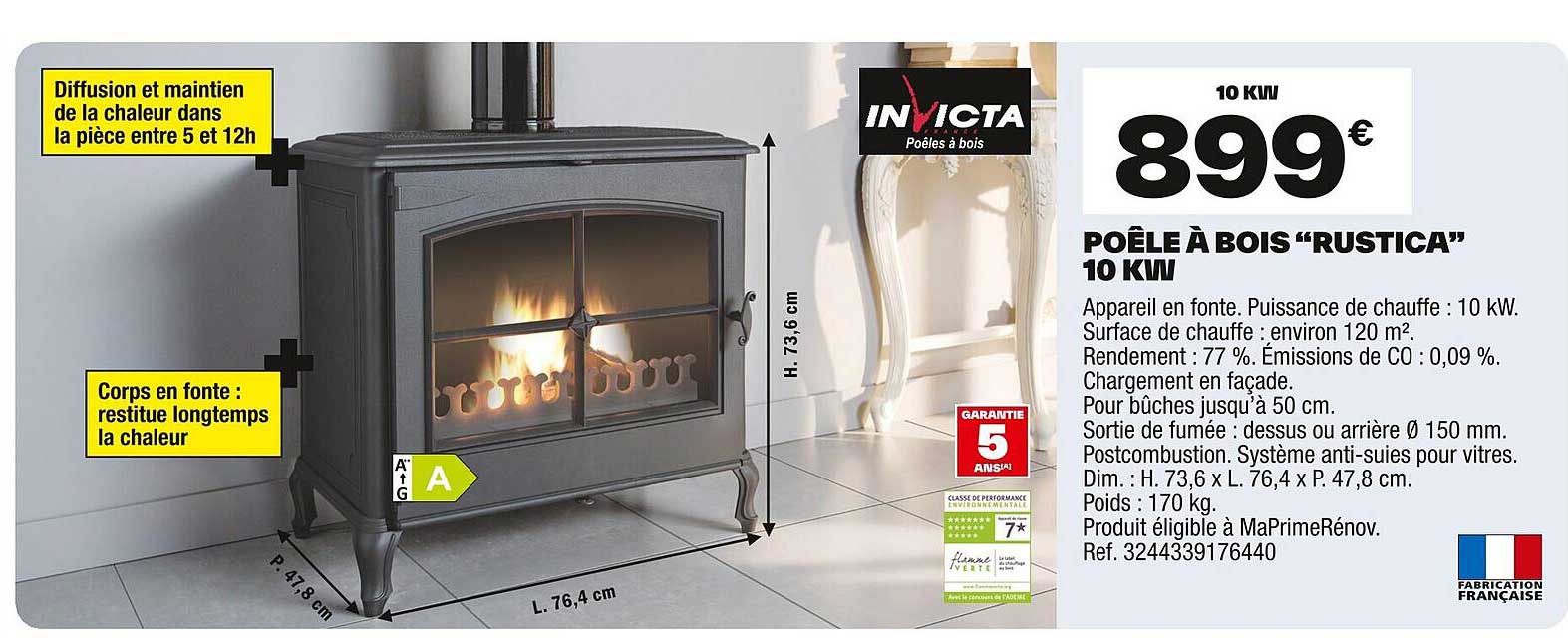 POÊLE À BOIS "RUSTICA" 10 KW