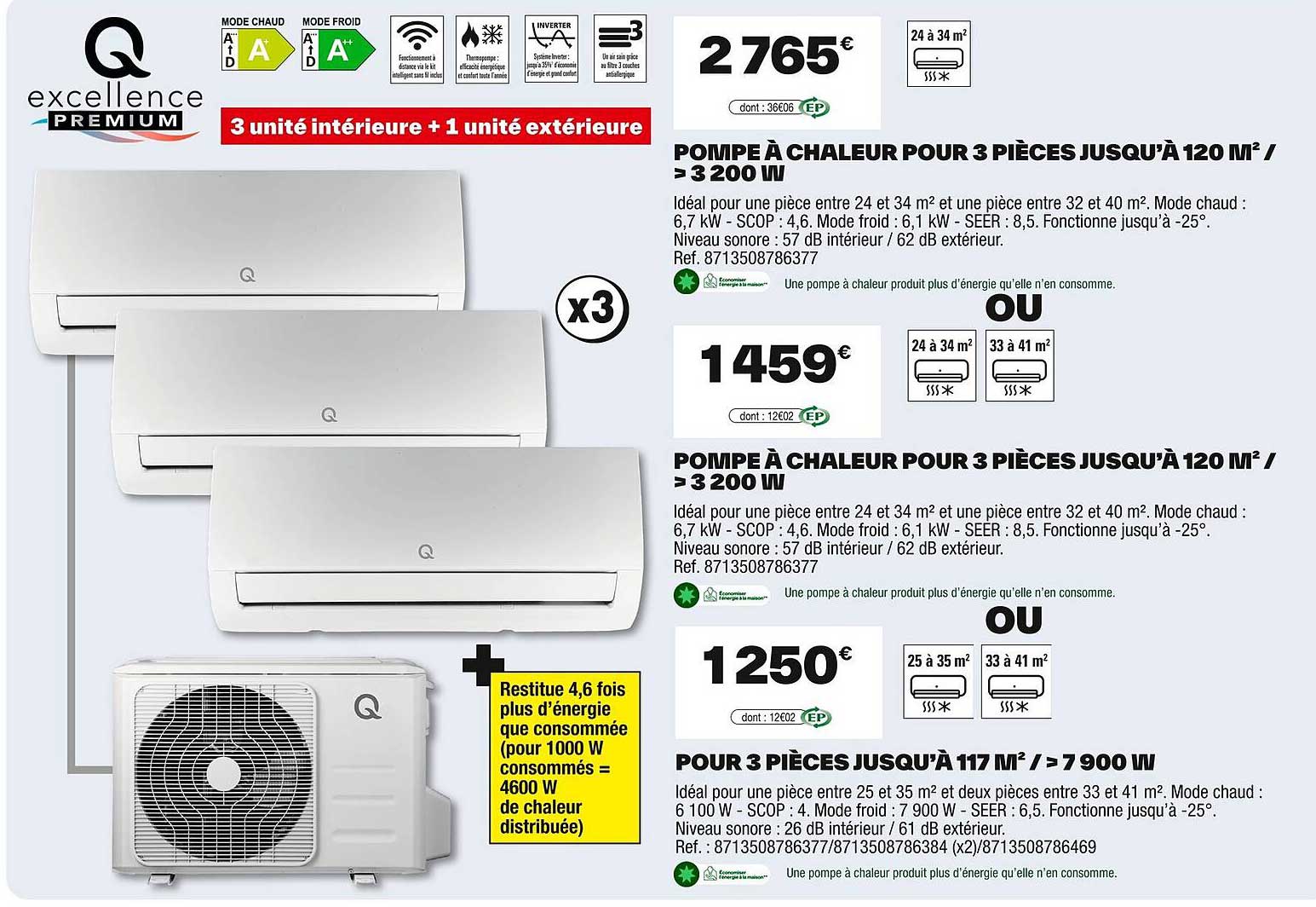 POMPE À CHALEUR POUR 3 PIÈCES JUSQU’À 120 M² / > 3 200 W