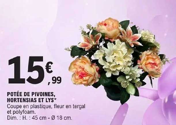 POTÉE DE PIVOINES, HORTENSIAS ET LYS*