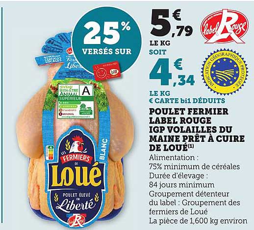 POULET FERMIER LABEL ROUGE IGP VOLAILLES DU MAINE PRÊT À CUIRE DE LOUE
