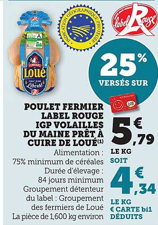 POULET FERMIER LABEL ROUGE IGP VOLAILLES DU MAINE PRÊT À CUIRE DE LOUE