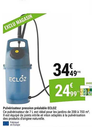 Pulvérisateur pression préalable ECLOZ