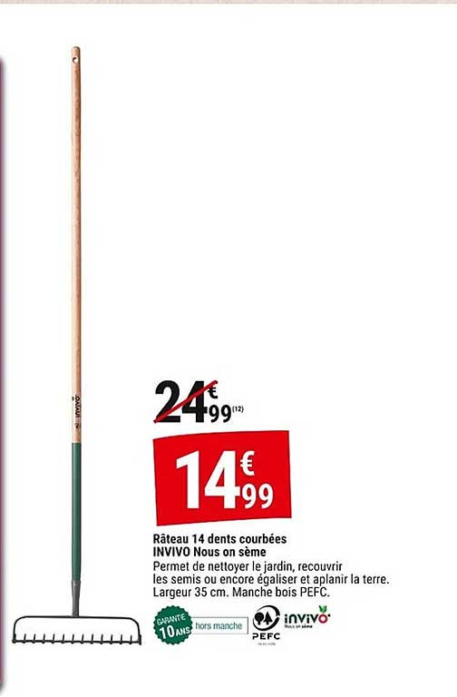 Rateau 14 dents courbées INVIVO Nous on sème