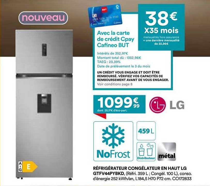 Réfrigérateur Congélateur en Haut LG GTFV44PYBKD