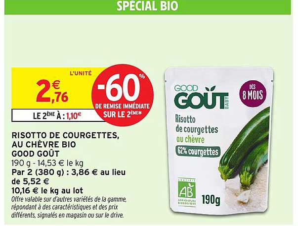RISOTTO DE COURGETTES, AU CHÈVRE BIO
