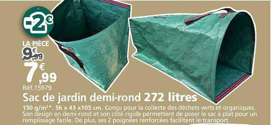 Sac de jardin demi-rond 272 litres