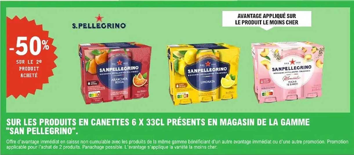 SAN PELLEGRINO -50% SUR LE 2ᵉ PRODUIT ACHETÉ