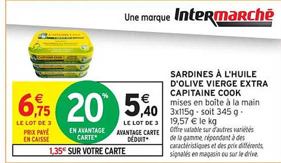 SARDINES À L'HUILE D'OLIVE VIERGE EXTRA CAPITAINE COOK