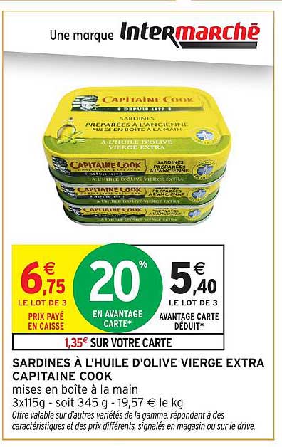 SARDINES À L'HUILE D'OLIVE VIERGE EXTRA CAPITAINE COOK
