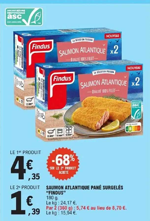 SAUMON ATLANTIQUE PANÉ SURGELÉS "FINDUS"