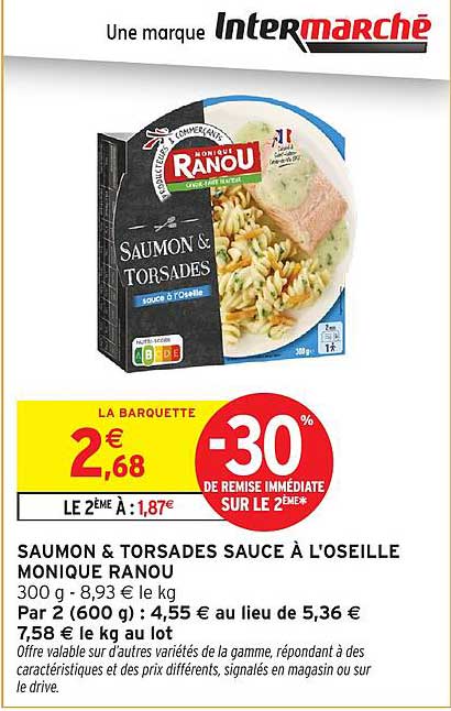 SAUMON & TORSADES SAUCE À L'OSEILLE MONIQUE RANOU