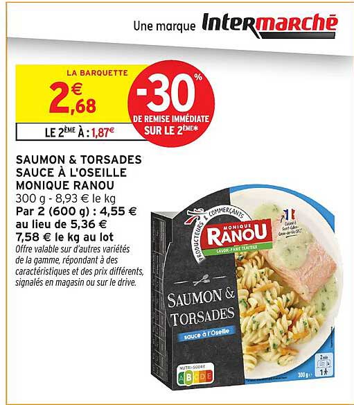 SAUMON & TORSADES SAUCE À L'OSEILLE MONIQUE RANOU