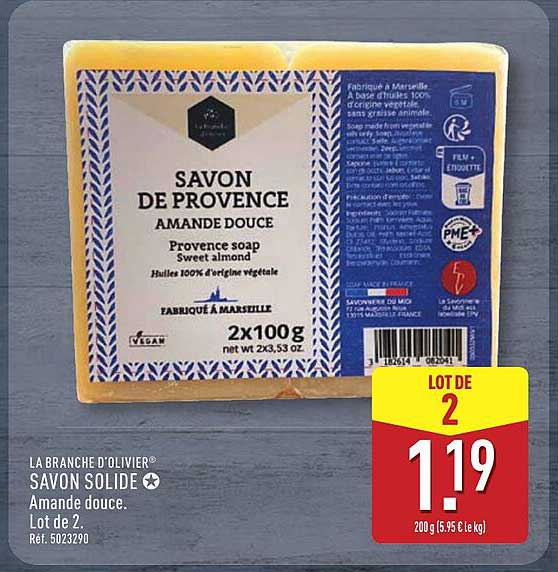 Savon de Provence Amande Douce Lot de 2
