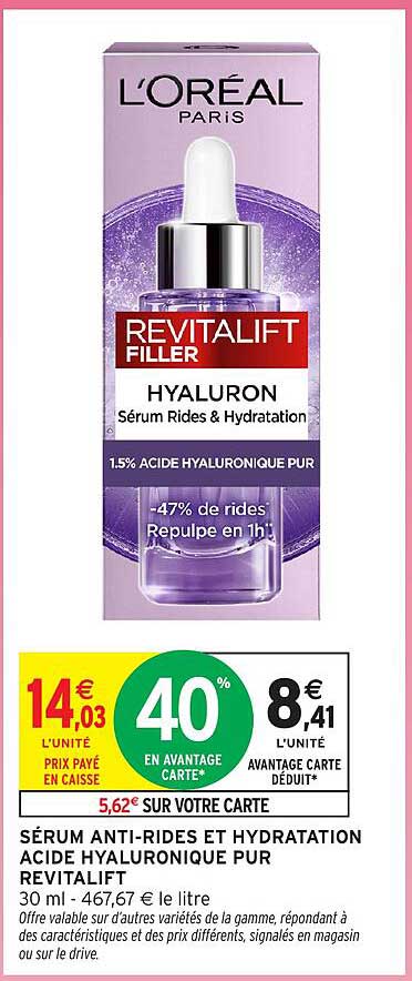 SÉRUM ANTI-RIDES ET HYDRATATION ACIDE HYALURONIQUE PUR REVITALIFT