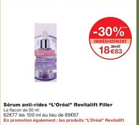 Sérum anti-rides “L’Oréal” Revitalift Filler