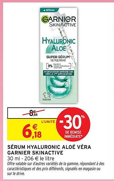 SÉRUM HYALURONIC ALOÉ VÉRA GARNIER SKINACTIVE