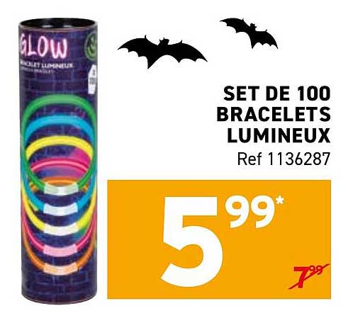 SET DE 100 BRACELETS LUMINEUX