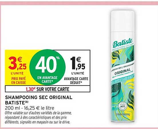 SHAMPOOING SEC ORIGINAL BATISTE