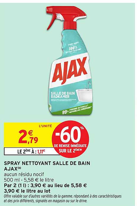 SPRAY NETTOYANT SALLE DE BAIN AJAX