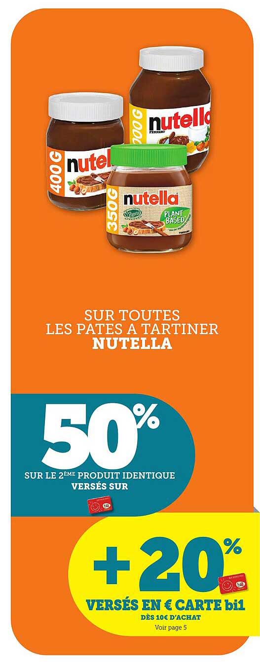 SUR TOUTES LES PATES A TARTINER NUTELLA