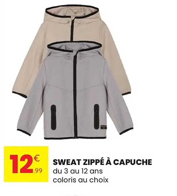 SWEAT ZIPPÉ À CAPUCHE