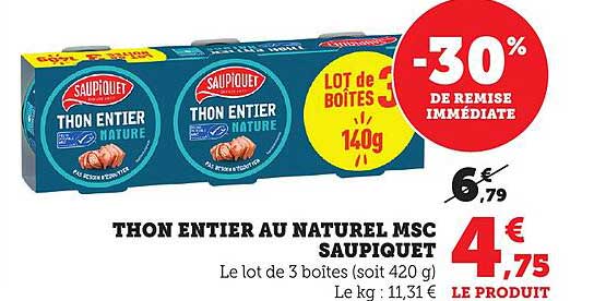 THON ENTIERS AU NATUREL MSC SAUPIQUET