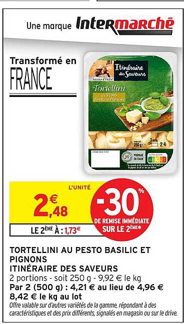 TORTELLINI AU PESTO BASILIC ET PIGNONS