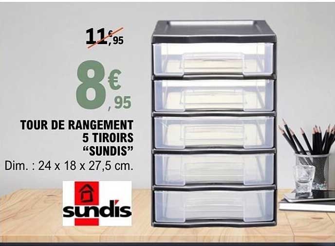 TOUR DE RANGEMENT 5 TIROIRS “SUNDIS”