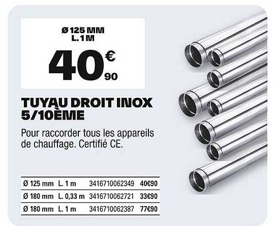 TUYAU DROIT INOX 5/10ÈME