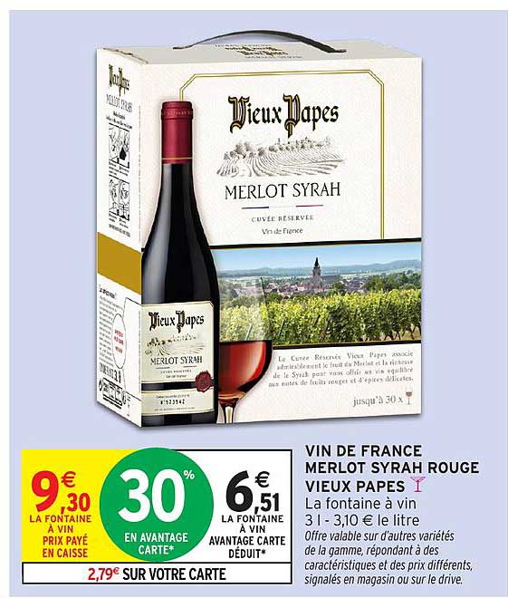 VIN DE FRANCE MERLOT SYRAH ROUGE VIEUX PAPES