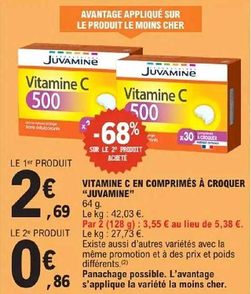 VITAMINE C EN COMPRIMÉS À CROQUER "JUVAINE"