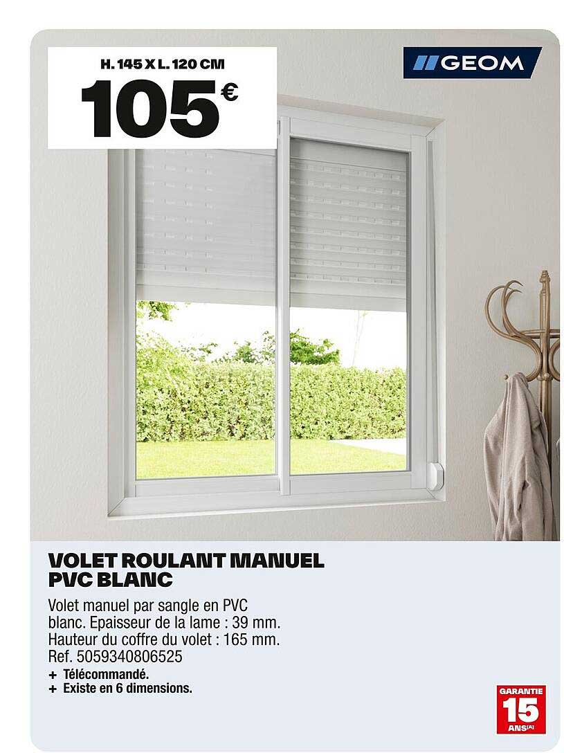 VOLET ROULANT MANUEL PVC BLANC