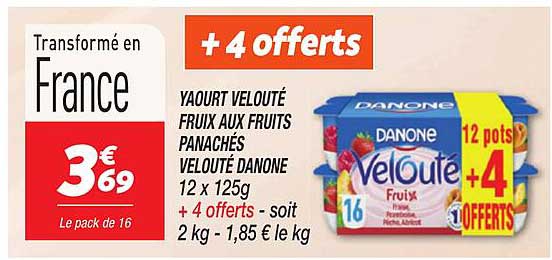 YAOURT VELOUTÉ FRUITS AUX FRUITS PANACHÉS VELOUTÉ DANONE