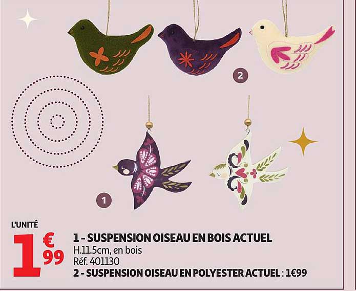 1 - SUSPENSION OISEAU EN BOIS ACTUEL
