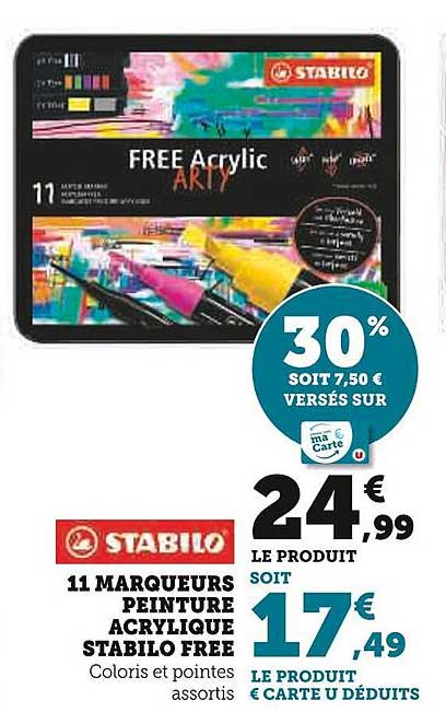 11 MARQUEURS PEINTURE ACRYLIQUE STABILO FREE