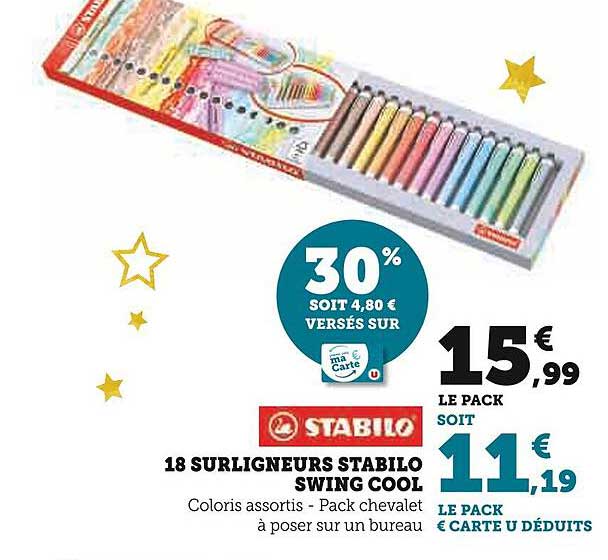 18 Surligneurs Stabilo Swing Cool
