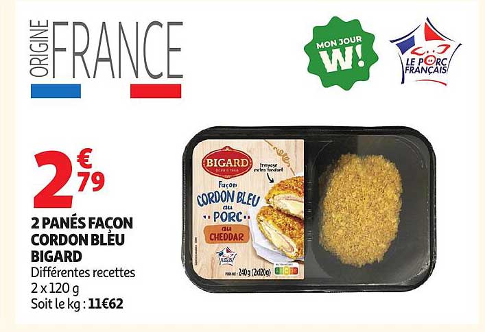 2 PANÉS FAÇON CORDON BLEU BIGARD