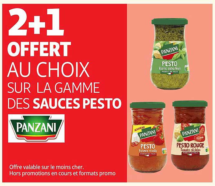 2+1 OFFERT AU CHOIX SUR LA GAMME DES SAUCES PESTO