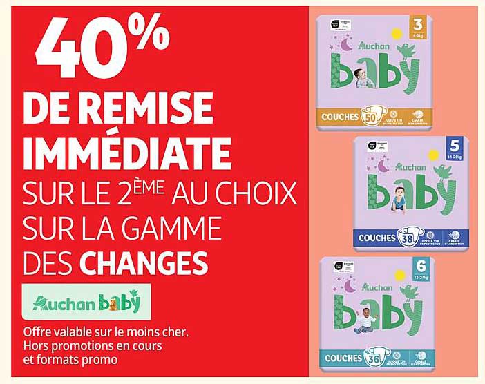 40% DE REMISE IMMÉDIATE SUR LE 2ÈME AU CHOIX SUR LA GAMME DES CHANGES