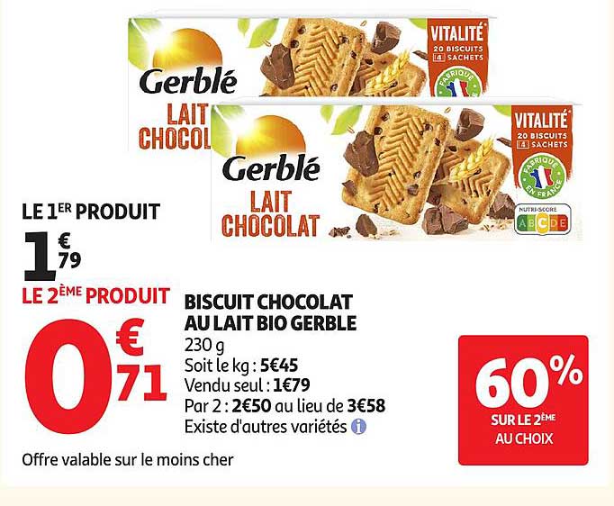 BISCUIT CHOCOLAT AU LAIT BIO GERBLE