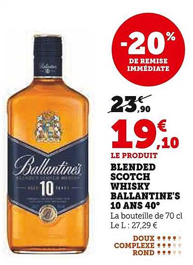 BLENDED SCOTCH WHISKY BALLANTINE'S 10 ANS 40°
