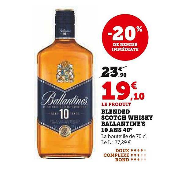 BLENDED SCOTCH WHISKY BALLANTINE'S 10 ANS 40°