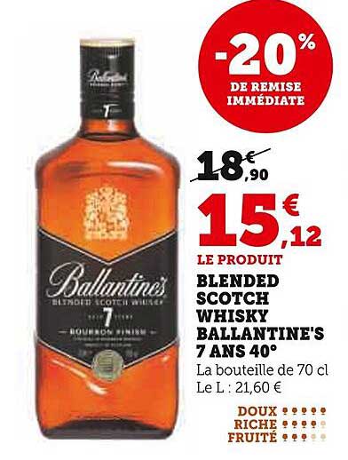 BLENDED SCOTCH WHISKY BALLANTINE'S 7 ANS 40°